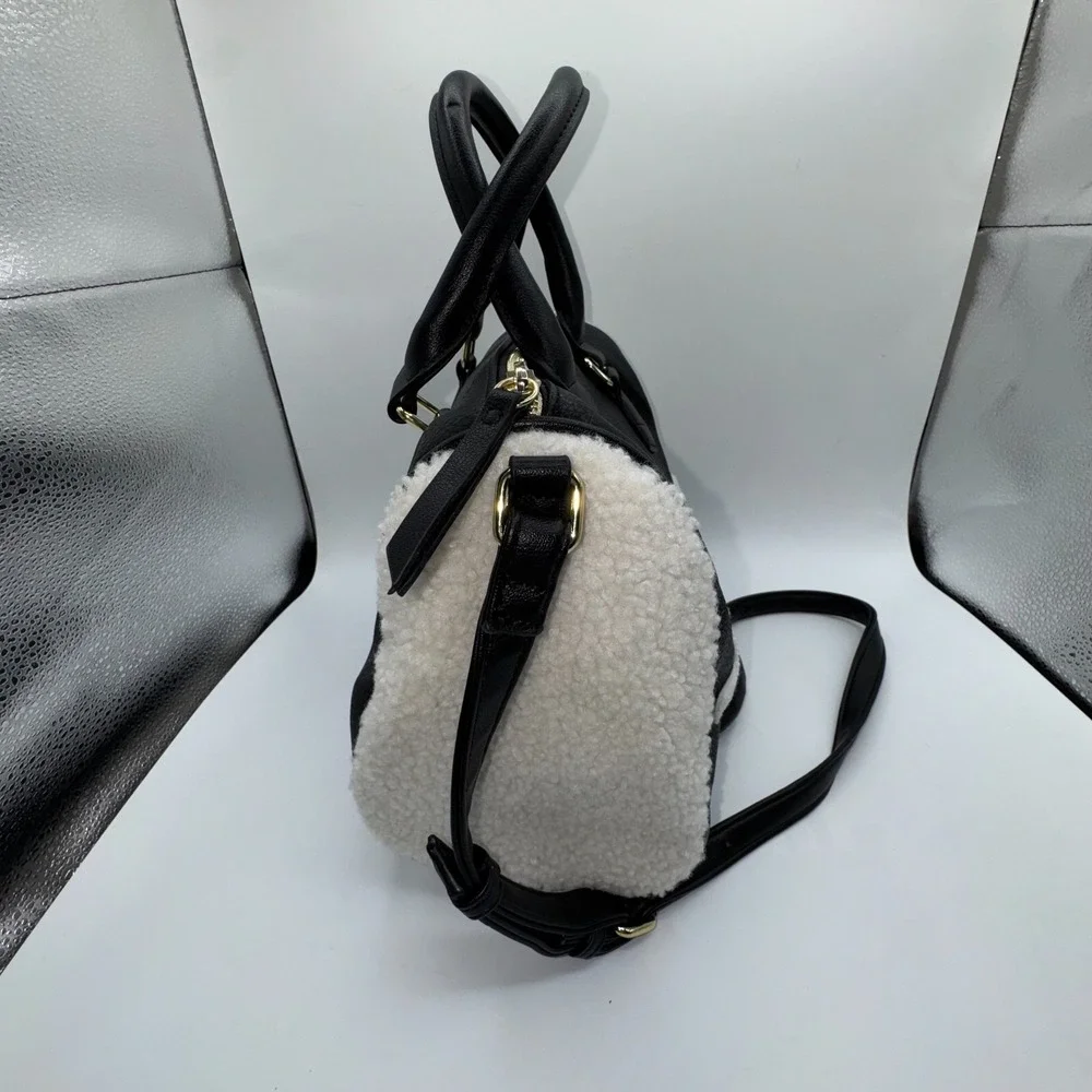 Juicy‎ Couture Sherpa Faur Fur Speedy Flashback Satchel Crossbody Bag Purse Y2K